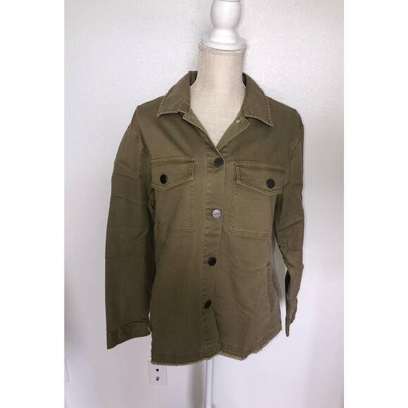 Sanctuary Raw Hem Prosperity Green Trucker Jacket - M - Picture 2 of 6